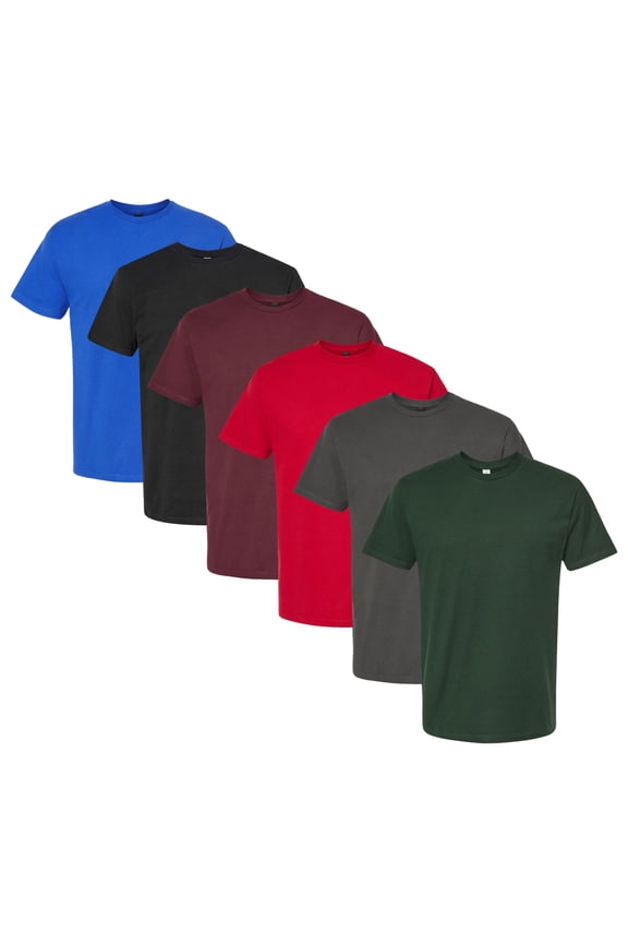 Heavyweight Men's Jersey T-Shirt, 100% Ring-Spun Cotton, Bulk Plain Solid Tees for Printing (Dark Color 6 Pack, M)