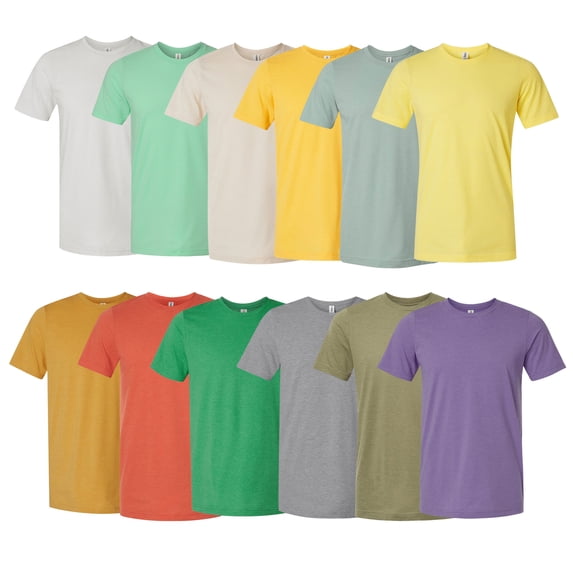 Tultex Men’s CVC T-Shirt 52/48 Cotton Polyester Blend Solid Color Plain Tees Bulk Pack for Printing or Everyday Wear (Bright Color 12 Pack, 3XL)