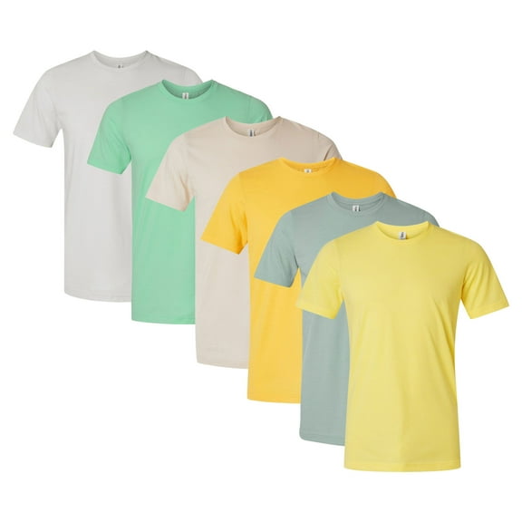 Tultex Men’s CVC T-Shirt 52/48 Cotton Polyester Blend Solid Color Plain Tees Bulk Pack for Printing or Everyday Wear (Bright Color 6 Pack, S)