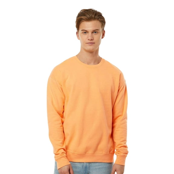 Tultex Men’s Crewneck Long Sleeve Sweatshirt, 80/20 Cotton/Polyester Fleece Winter Sweater (Cantaloupe , M)