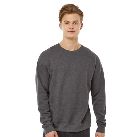 Tultex Men’s Crewneck Long Sleeve Sweatshirt, 80/20 Cotton/Polyester Fleece Winter Sweater (Heather-Charcoal , L)
