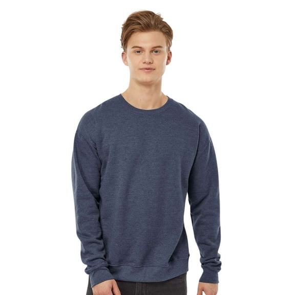 Tultex Men’s Crewneck Long Sleeve Sweatshirt, 80/20 Cotton/Polyester Fleece Winter Sweater (Heather-Denim , XL)