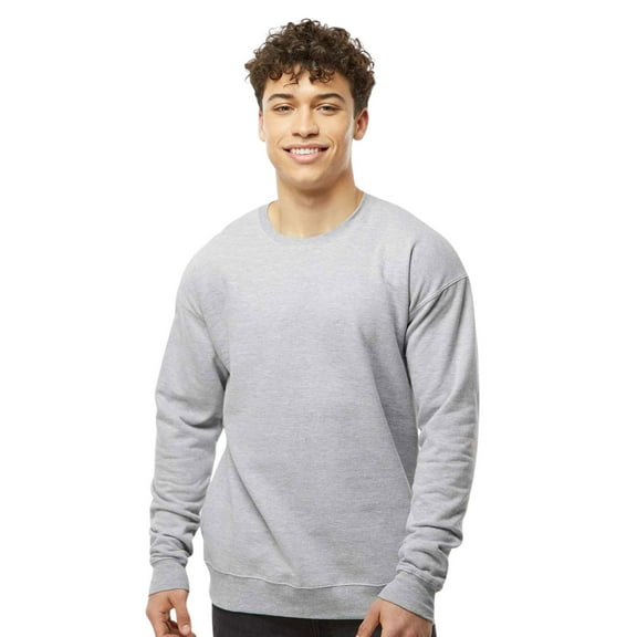 Tultex Men’s Crewneck Long Sleeve Sweatshirt, 80/20 Cotton/Polyester Fleece Winter Sweater (Heather-Grey, XL)