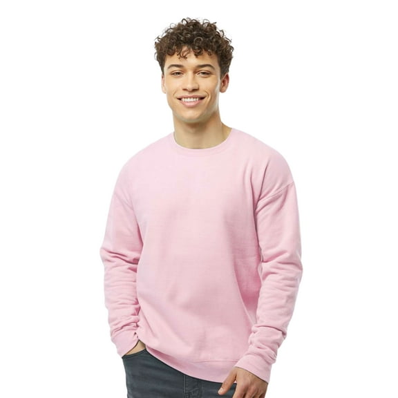 Tultex Men’s Crewneck Long Sleeve Sweatshirt, 80/20 Cotton/Polyester Fleece Winter Sweater (Light-Pink , M)