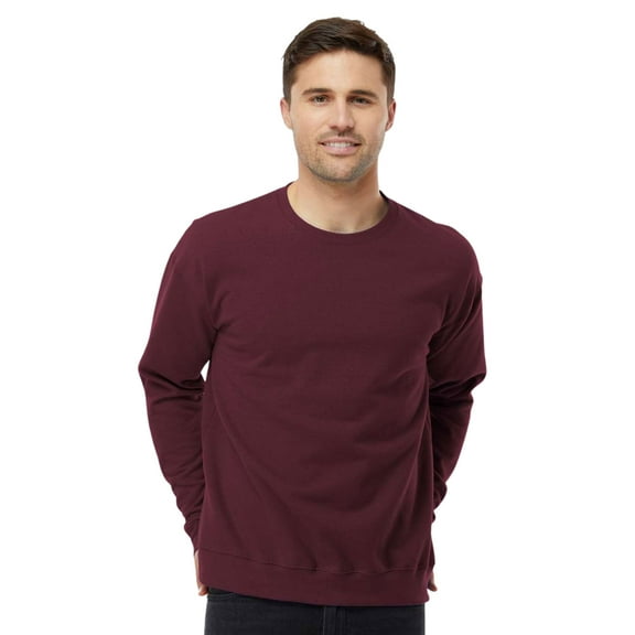 Tultex Men’s Crewneck Long Sleeve Sweatshirt, 80/20 Cotton/Polyester Fleece Winter Sweater (Maroon , M)