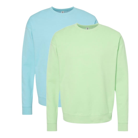 Tultex Men’s Crewneck Long Sleeve Sweatshirt, 80/20 Cotton/Polyester Fleece Winter Sweater (Purist-Blue Neo-Mint 2PCS, M)