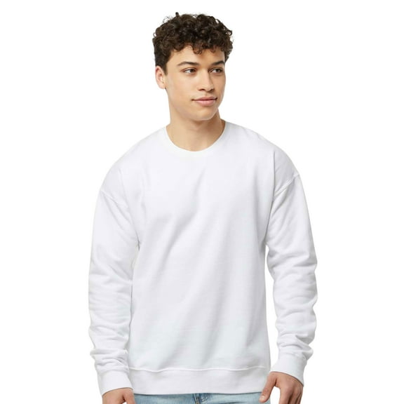 Tultex Men’s Crewneck Long Sleeve Sweatshirt, 80/20 Cotton/Polyester Fleece Winter Sweater (White, XL)