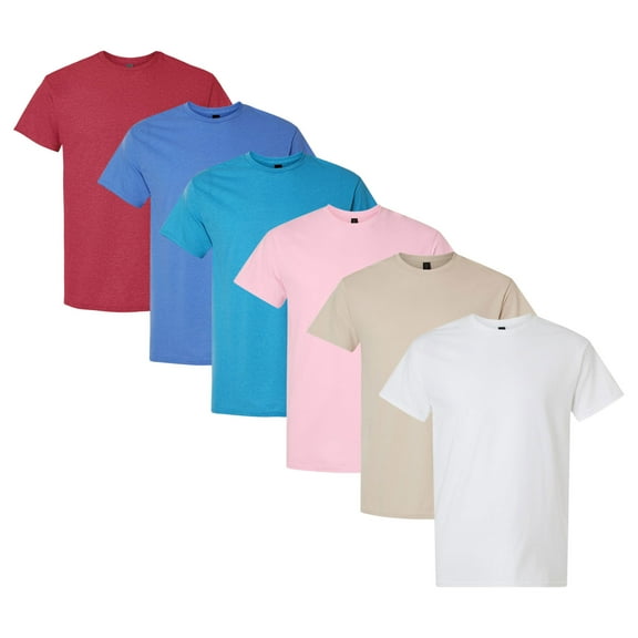 Tultex Men's Fine Jersey T-Shirt, Assorted Short Sleeve T-Shirts 100% Ring-Spun USA Cotton Bulk Tee, Mix Tees (Bright Color 6 Pack, XL)