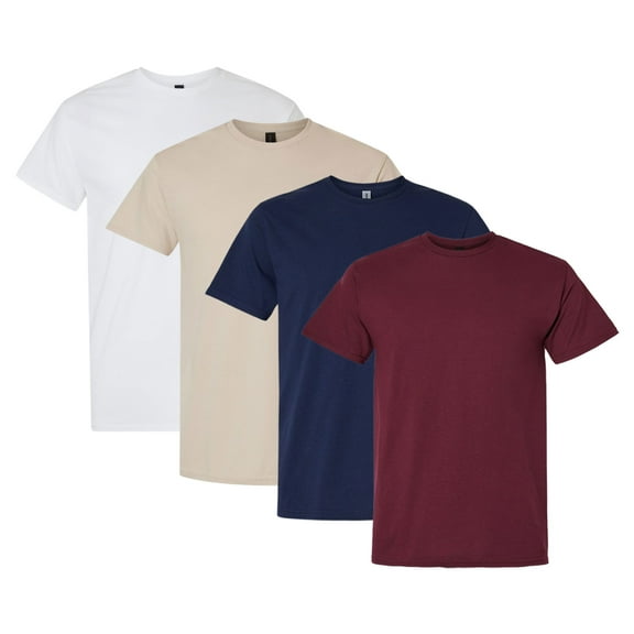Tultex Men's Fine Jersey T-Shirt, Assorted Short Sleeve T-Shirts 100% Ring-Spun USA Cotton Bulk Tee, Mix Tees (Dark+Bright Color 4 Pack, L)