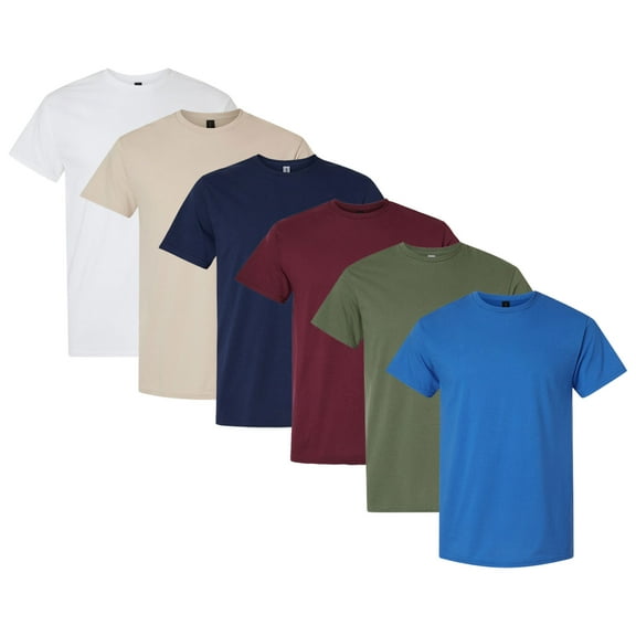 Tultex Men's Fine Jersey T-Shirt, Assorted Short Sleeve T-Shirts 100% Ring-Spun USA Cotton Bulk Tee, Mix Tees (Dark+Bright Color 6 Pack, XL)