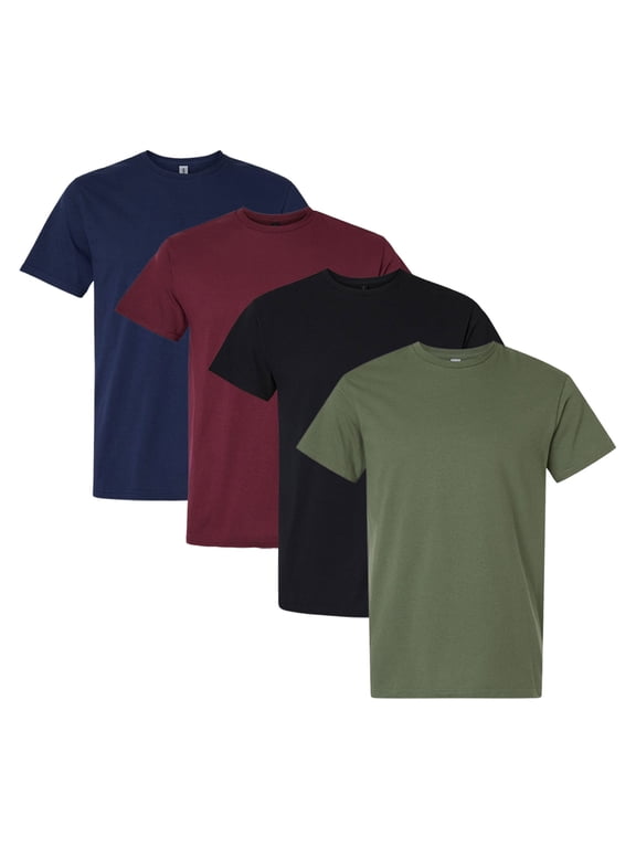 Men's Fine Jersey T-Shirt, Assorted Short Sleeve T-Shirts 100% Ring-Spun USA Cotton Bulk Tee, Mix Tees (Dark Color 4 Pack, XL)