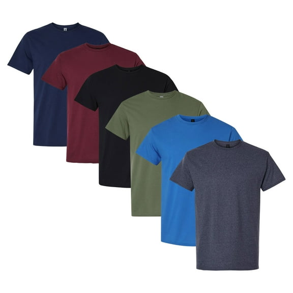Tultex Men's Fine Jersey T-Shirt, Assorted Short Sleeve T-Shirts 100% Ring-Spun USA Cotton Bulk Tee, Mix Tees (Dark Color 6 Pack, XL)