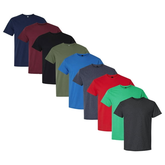 Tultex Men's Fine Jersey T-Shirt, Assorted Short Sleeve T-Shirts 100% Ring-Spun USA Cotton Bulk Tee, Mix Tees (Dark Color 9 Pack, L)