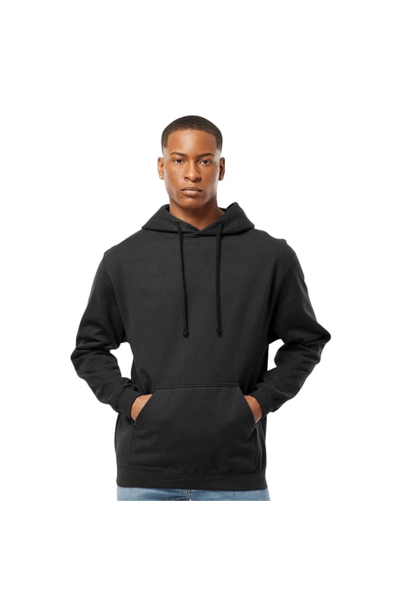Men’s Fleece Hooded Sweatshirt 80/20 Ring-Spun Cotton/Polyester Pullover Essential Hoodie (Black, L)