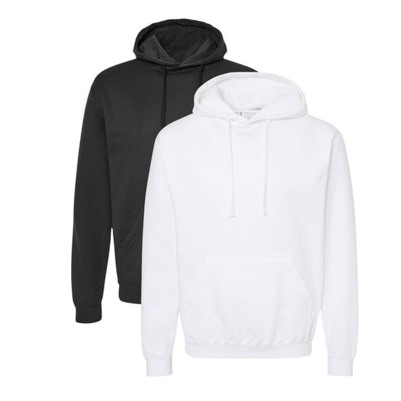 Tultex Men’s Fleece Hooded Sweatshirt 80/20 Ring-Spun Cotton/Polyester Pullover Essential Hoodie (Black White 2PCS, 2XL)