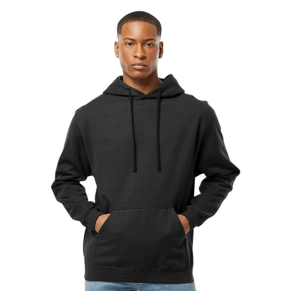 Tultex Men’s Fleece Hooded Sweatshirt 80/20 Ring-Spun Cotton/Polyester Pullover Essential Hoodie (Black, XL)