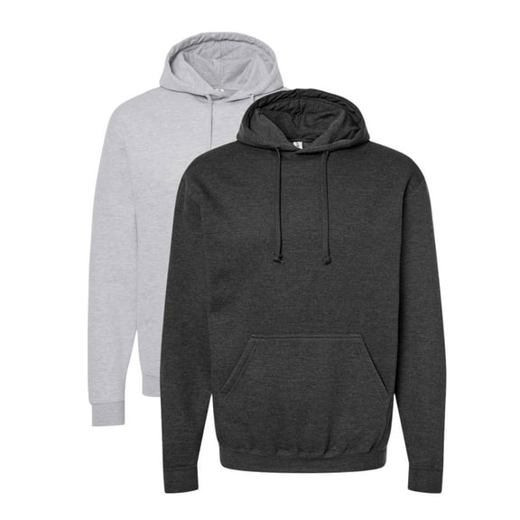 Tultex Men’s Fleece Hooded Sweatshirt 80/20 Ring-Spun Cotton/Polyester Pullover Essential Hoodie (Heather-Grey Heather-Graphite 2PCS, S)