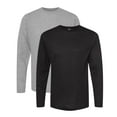 thumbnail image 1 of Tultex Men’s Poly-Rich Long Sleeve T-Shirt 65/35 Polyester/Ring-Spun Cotton Heavyweight Plain Tee (Black+Heather-Grey-2PCS, M), 1 of 7