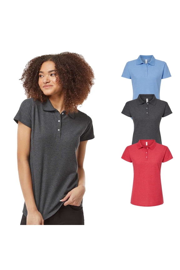 Polo Shirts for Women Short Sleeve – L Size 6.7 oz, Sport Pique Mixed Colors Tee - Pack 3