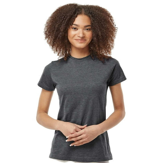 Tultex Short Sleeve Women's Fine Jersey T-Shirt, Classic Fit Crewneck Tee, Heather Charcoal, S