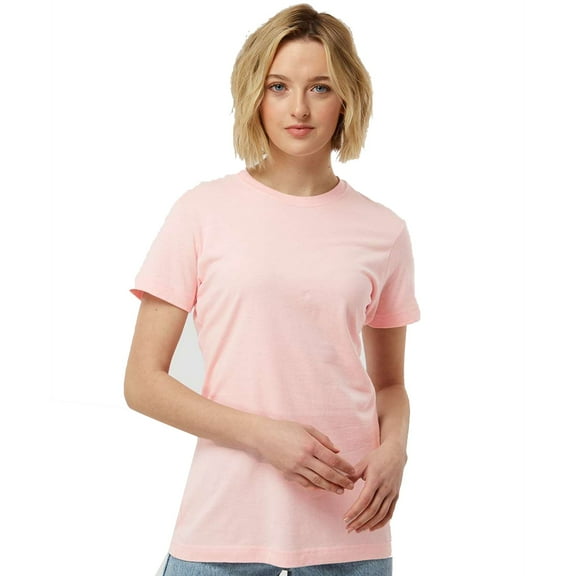 Tultex Short Sleeve Women's Fine Jersey T-Shirt, Classic Fit Crewneck Tee, Pink, M