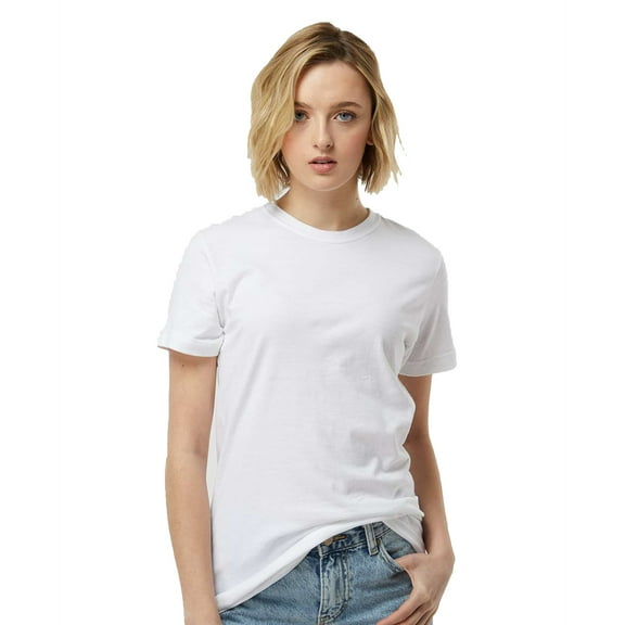 Tultex Short Sleeve Women's Fine Jersey T-Shirt, Classic Fit Crewneck Tee, White, M