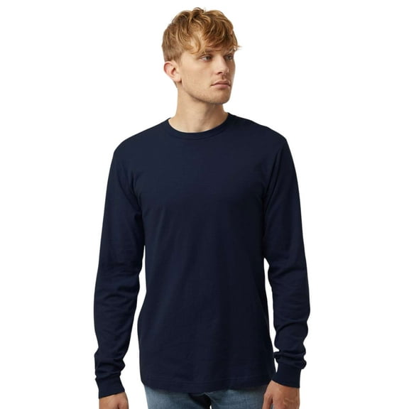 Tultex Unisex Fine Jersey Long Sleeve T-Shirts, 100% Ring-spun USA Cotton Crewneck Tee Shirts (Navy , M)