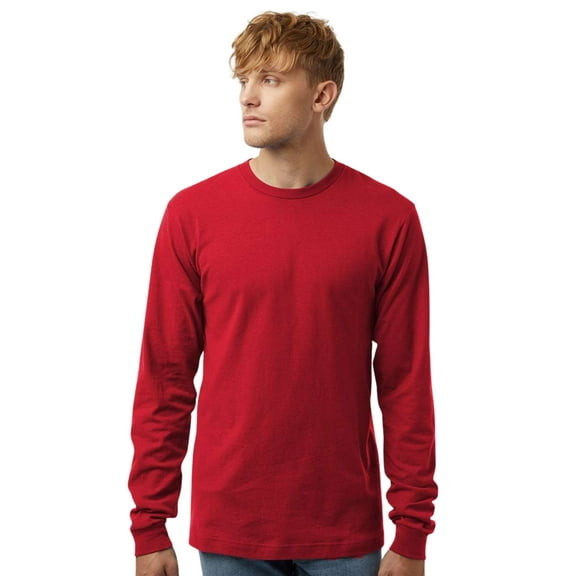 Tultex Unisex Fine Jersey Long Sleeve T-Shirts, 100% Ring-spun USA Cotton Crewneck Tee Shirts (Red , M)