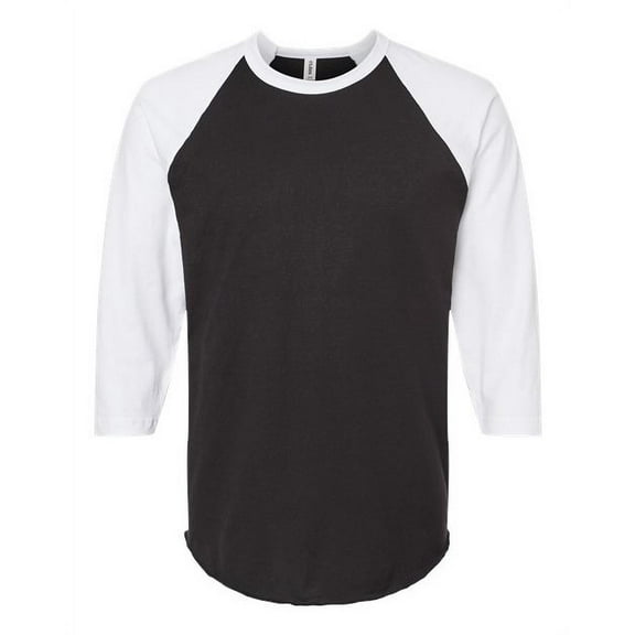 Tultex - Unisex Fine Jersey Raglan T-Shirt - 245 - Black/ White - Size: M