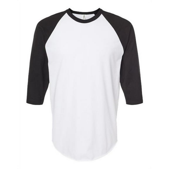 Tultex - Unisex Fine Jersey Raglan T-Shirt - 245 - White/ Black - Size: 3XL