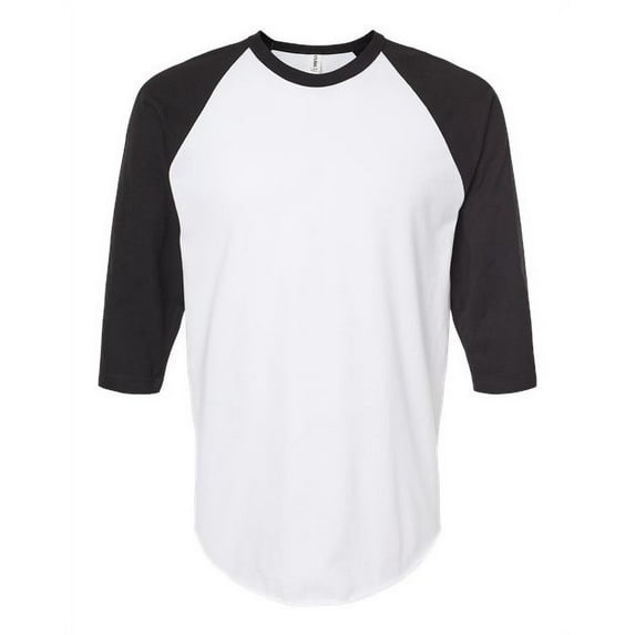 Tultex - Unisex Fine Jersey Raglan T-Shirt - 245 - White/ Black - Size: L