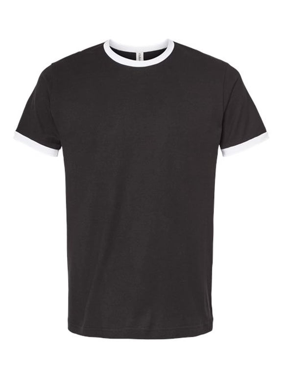 - Unisex Fine Jersey Ringer T-Shirt - 246 - Black/ White - Size: S