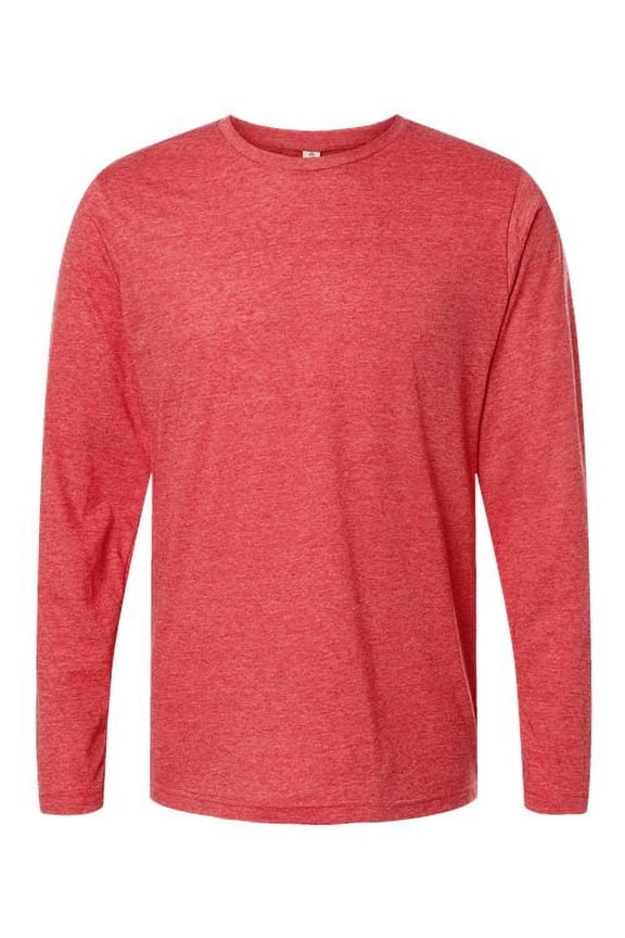 - Unisex Poly-Rich Long Sleeve T-Shirt - 242 - Heather Red - Size: 2XL