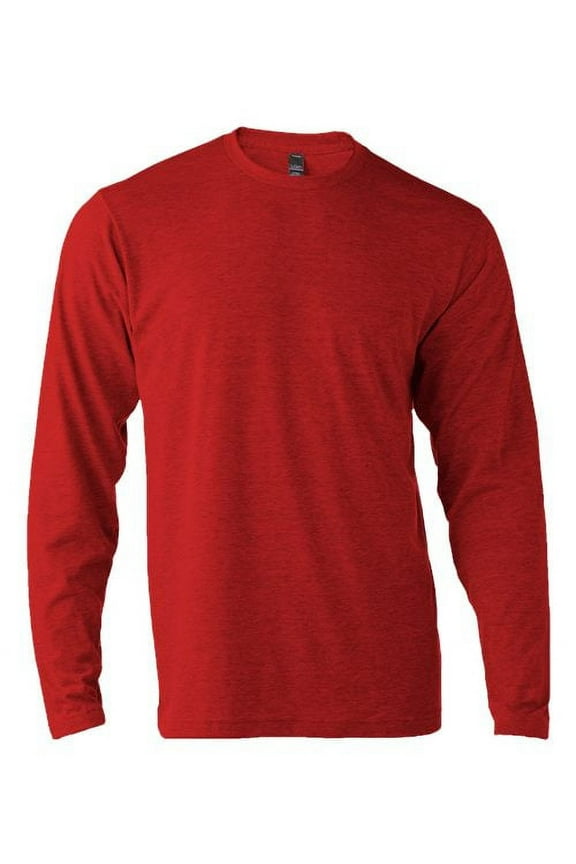 - Unisex Poly-Rich Long Sleeve T-Shirt - 242 - Heather Red - Size: S