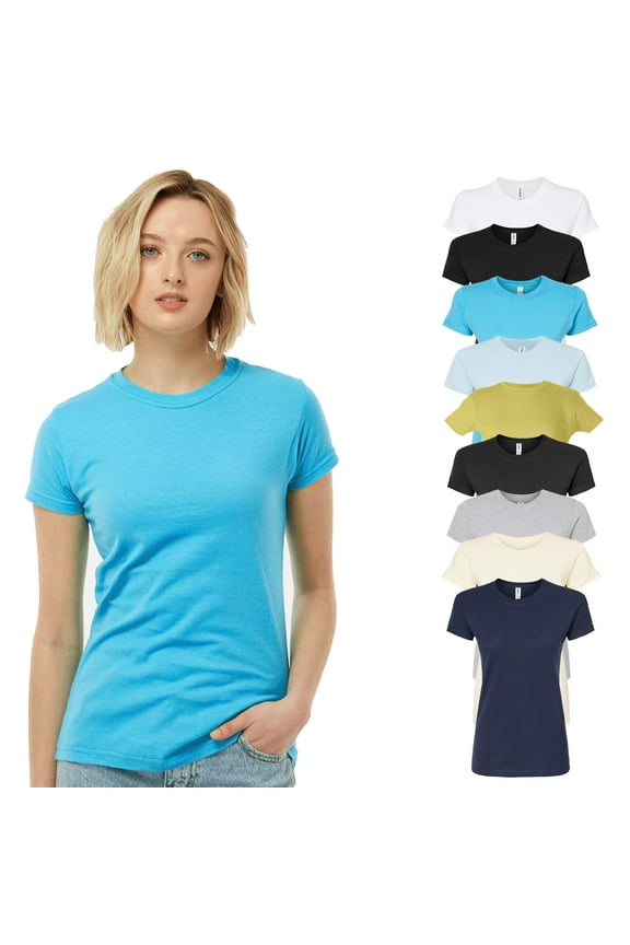 Women Assorted Slim Fit T-Shirt, Fine Jersey 100 Cotton, Short Sleeve, Mix 9 Pack Tee, Sizes XS-3XL