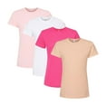 thumbnail image 1 of Tultex Women's Fine Jersey Classic Fit T-Shirt, Bulk Tee, 100% Ring-Spun USA Cotton, 4.5 oz. Assorted Short Sleeve Crewneck Plain Tees, Multi Pack Solid T-shirts (Bright Color 4 Pack, L), 1 of 7