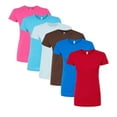 thumbnail image 1 of Tultex Women's Fine Jersey Slim Fit T Shirt, 100% Ring Spun USA Cotton Bulk Tee, Assorted Short Sleeve Crewneck Plain Tees, Multi Pack Solid T shirts (Bright Color 6 Pack, S), 1 of 7