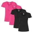 thumbnail image 1 of Tultex Women's Fine Jersey V-Neck T-Shirt , Bulk Tee, 100% Ring-Spun USA Cotton, 4.5 oz. Assorted Short Sleeve Crewneck Plain Tees, Multi Pack Solid T-shirts (Dark Color 4 Pack, 2XL), 1 of 7