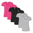 thumbnail image 1 of Tultex Women's Fine Jersey V-Neck T-Shirt , Bulk Tee, 100% Ring-Spun USA Cotton, 4.5 oz. Assorted Short Sleeve Crewneck Plain Tees, Multi Pack Solid T-shirts (Dark Color 6 Pack, XS), 1 of 7