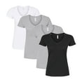 thumbnail image 1 of Tultex Women's Fine Jersey V-Neck T-Shirt , Bulk Tee, 100% Ring-Spun USA Cotton, 4.5 oz. Assorted Short Sleeve Crewneck Plain Tees, Multi Pack Solid T-shirts (Dark+Bright Color 4 Pack, XL), 1 of 7