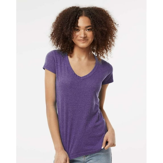 Tultex Women's Poly-Rich V-Neck T-Shirt Size up to 2XL