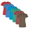 thumbnail image 1 of Tultex Women's Premium Cotton Blend T-Shirt, 50/50 Ring-Spun USA Premium Cotton/Polyester, 4.3 oz. Assorted Short Sleeve Crewneck Tees, Multi Pack Solid T-shirts (Bright Color 6 Pack, L), 1 of 8