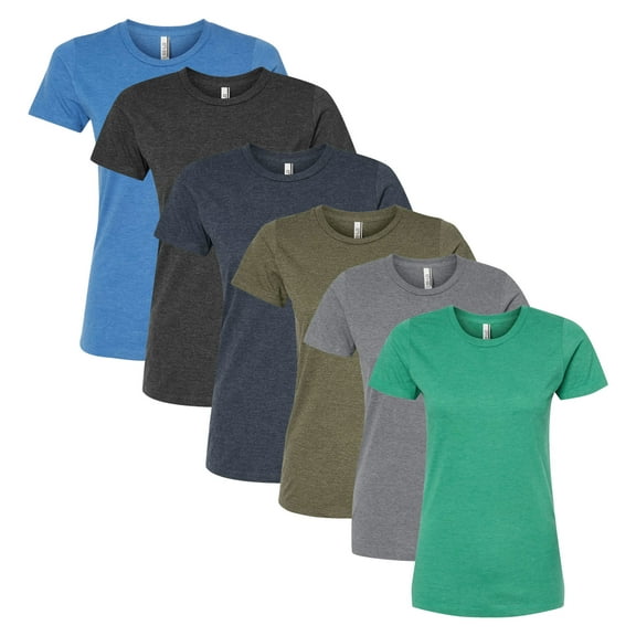 Tultex Women's Premium Cotton Blend T-Shirt, 50/50 Ring-Spun USA Premium Cotton/Polyester, 4.3 oz. Assorted Short Sleeve Crewneck Tees, Multi Pack Solid T-shirts (Dark Color 6 Pack, 2XL)