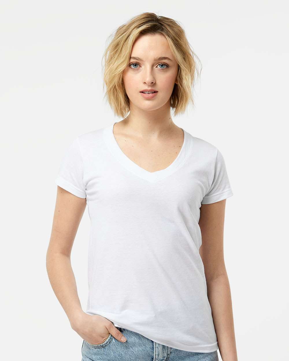 Tultex Women's Slim Fit Fine Jersey V-Neck T-Shirt - Walmart.com