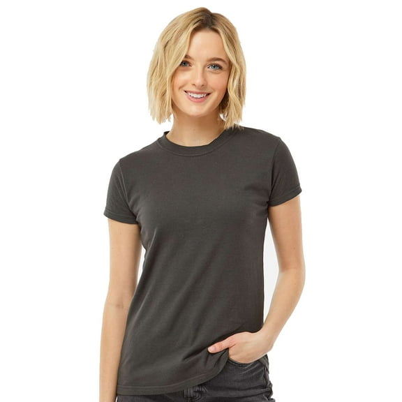 Tultex Women’s Slim Fit T-Shirt, Women's Short Sleeve Tee, Soft Ring-Spun Cotton Tee, Charcoal, M