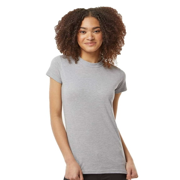 Tultex Women’s Slim Fit T-Shirt, Women's Short Sleeve Tee, Soft Ring-Spun Cotton Tee, Heather Grey, 2XL
