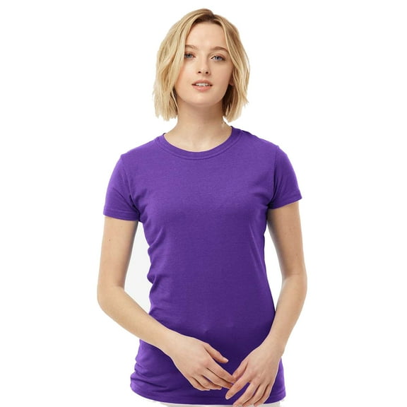 Tultex Women’s Slim Fit T-Shirt, Women's Short Sleeve Tee, Soft Ring-Spun Cotton Tee, Purple, 2XL