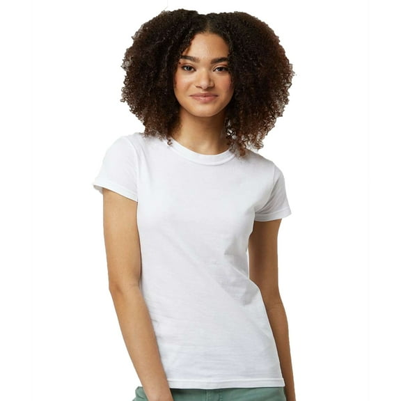 Tultex Women’s Slim Fit T-Shirt, Women's Short Sleeve Tee, Soft Ring-Spun Cotton Tee, White, S