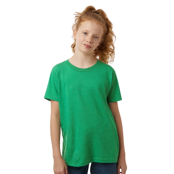 Tultex Youth Fine Jersey Short Sleeve T-Shirt 100% Ring-Spun Cotton Plain Classic Fit Kids Tee (Heather-Kelly, XL)