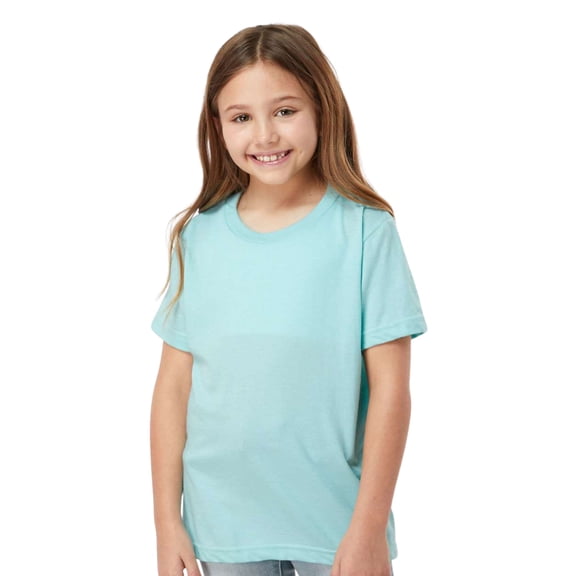 Tultex Youth Fine Jersey Short Sleeve T-Shirt 100% Ring-Spun Cotton Plain Classic Fit Kids Tee (Heather-Purist-Blue, XL)